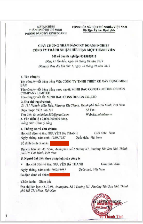 Hiện tại đang là Tổng Giám Đốc Cty TNHH Thiết Kế Xây Dựng Minh Bảo