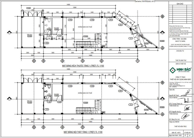 Bản vẽ 2D tầng trệt nhà chị Tiên Bình Chánh
