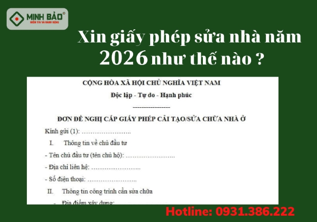 Xin giấy phép sửa nhà năm 2026 như thế nào? – Xây Dựng Minh Bảo?