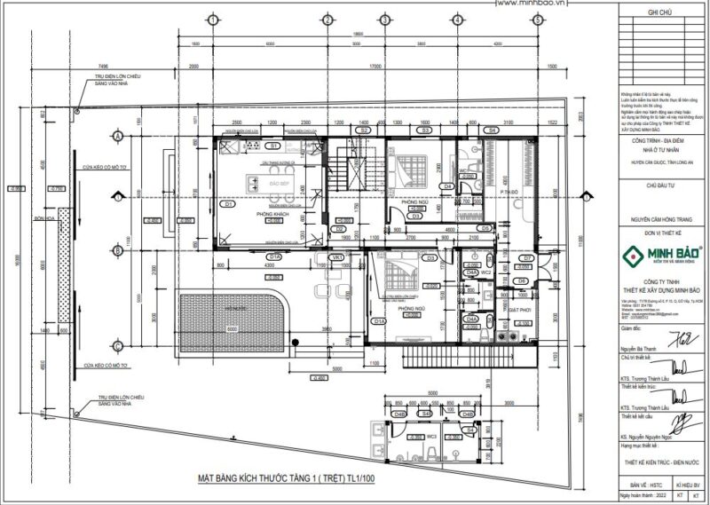 Bản vẽ 2D tầng trệt công trình biệt thự nhà vườn nhà anh Tuấn Long An