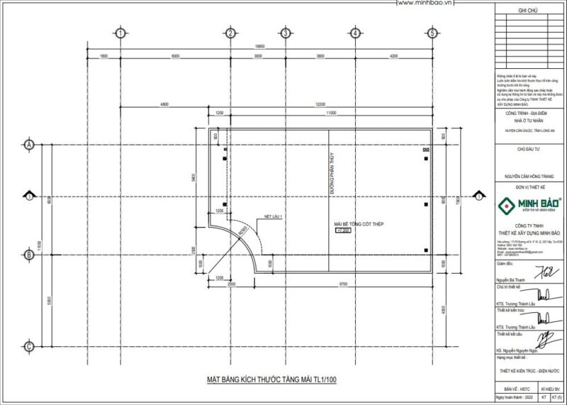 Bản vẽ 2D tầng mái