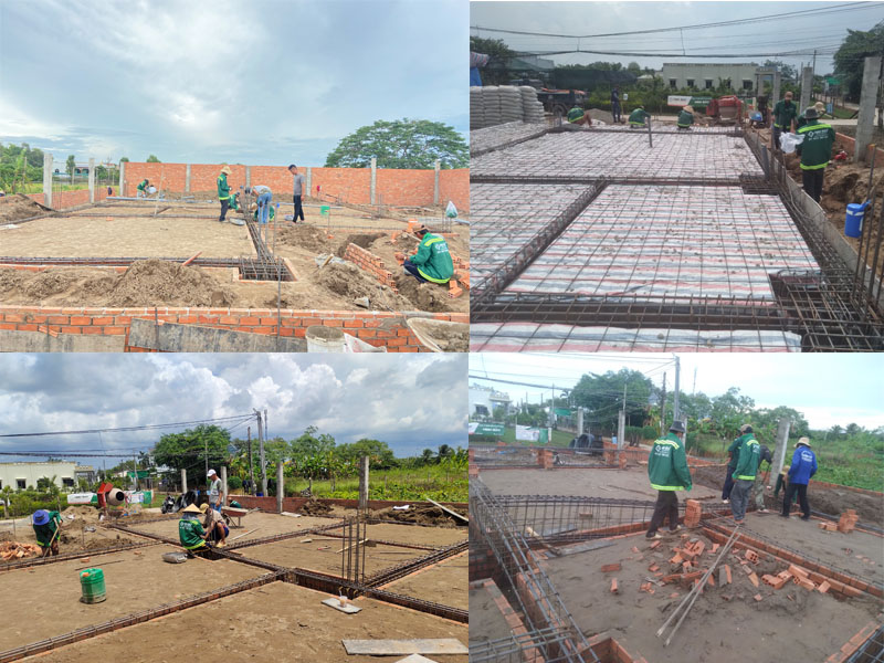 Công tác thi công móng, chuẩn bị thép sàn móng