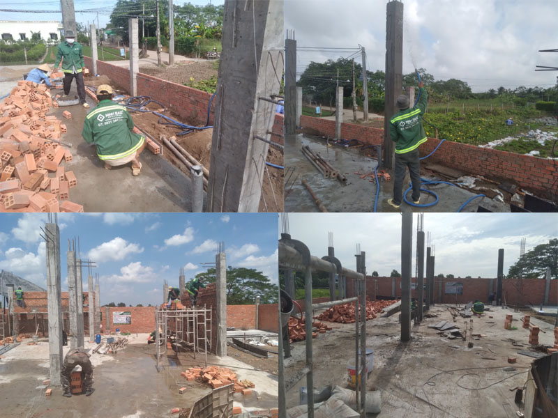 Thi công xây dựng tầng trệt nhà anh Tuấn Long An