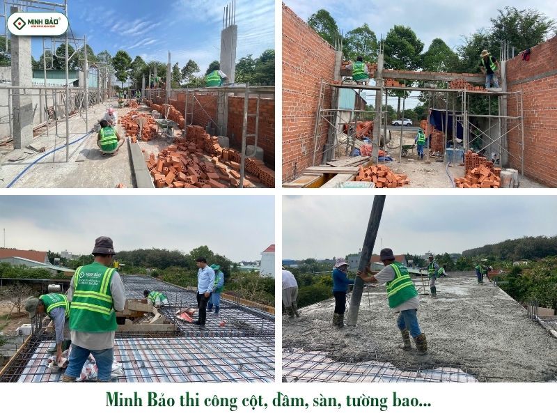 Minh Bảo thi công cột, dầm, sàn, tường bao - giá xây nhà trọn gói Đồng Nai