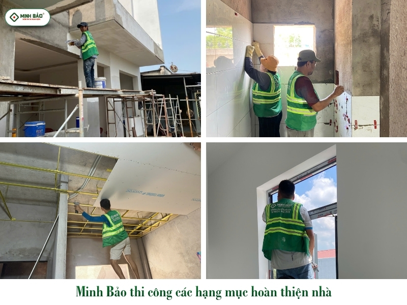 Đội ngũ Minh Bảo thi công phần hoàn thiện nhà