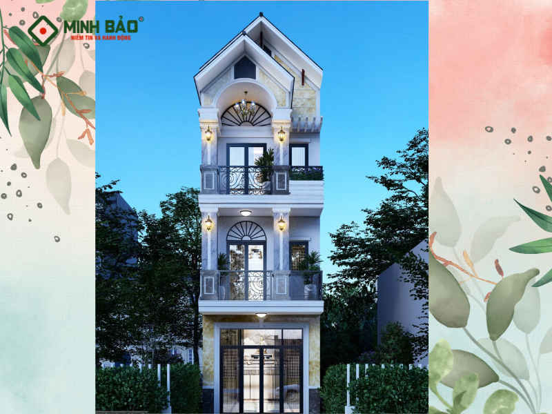Hình ảnh 3D mặt tiền ngôi nhà 1 trệt 2 lầu nhà chị Dương tại Củ Chi
