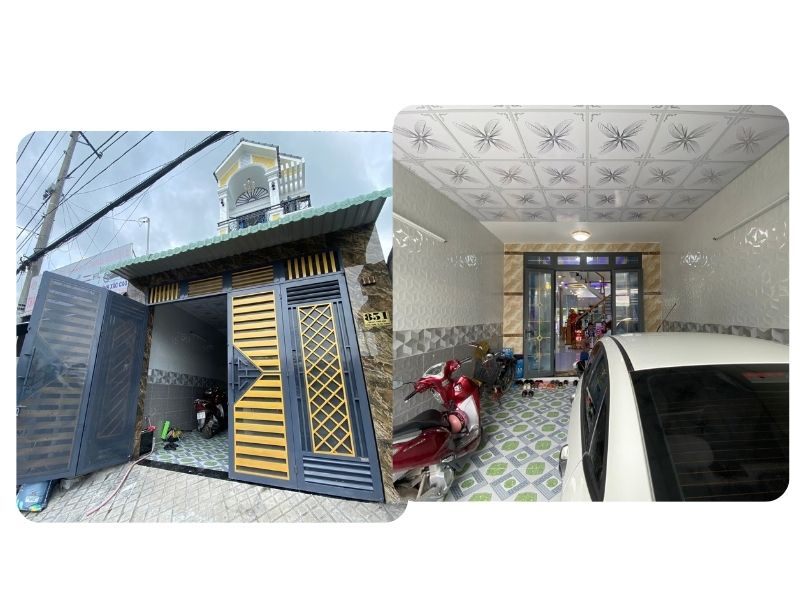 Sân trước và cổng ngôi nhà
