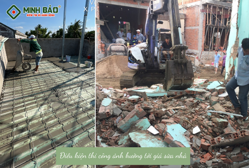 Điều kiện thi công ảnh hưởng trực tiếp tới giá sửa chữa nhà 