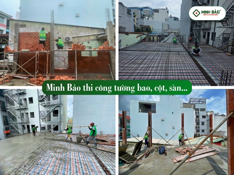 Minh Bảo thi công tường bao, cột, sàn