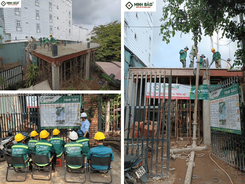 Công nhân Minh Bảo thực hiện thi công phần thô