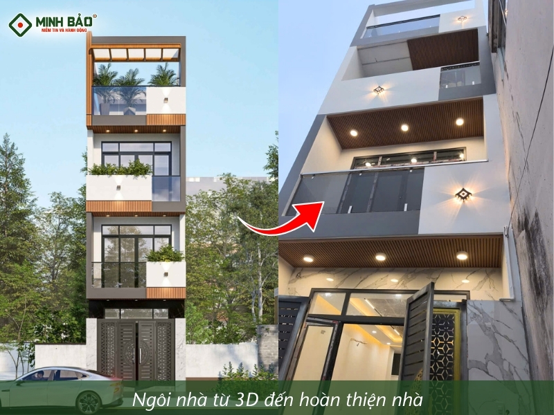 Ngôi nhà từ 3D đến hoàn thiện được thực hiện bởi dịch vụ xây nhà