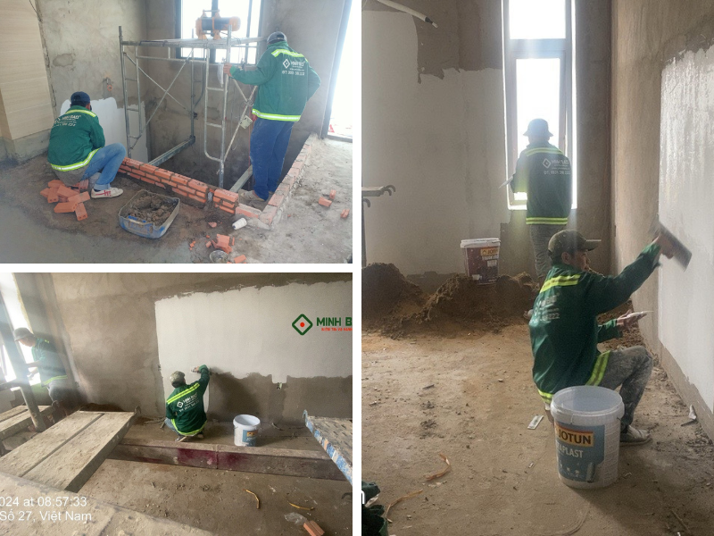 Công tác sơn nước được công nhân Minh Bảo thực hiện một cách cẩn thận, tỉ mỉ