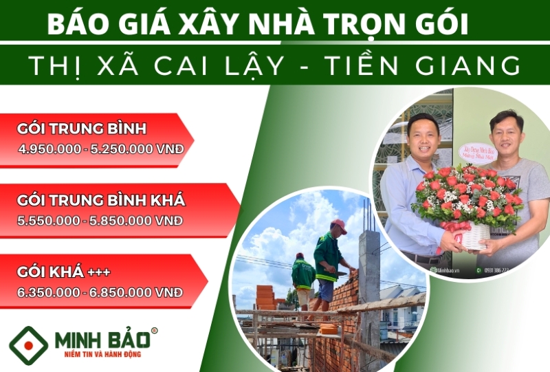 Giá xây nhà trọn gói ở tx Cai Lậy Tiền Giang bao nhiêu