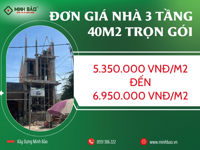 Chi phí xây nhà 3 tầng 40m2 trọn gói