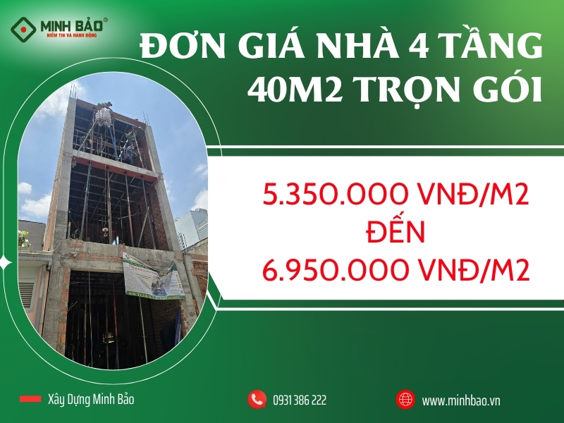 Chi phí xây nhà 4 tầng 40m2