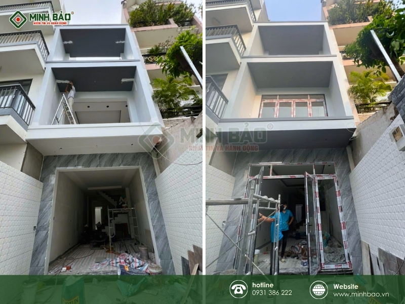 Ngôi nhà 3 tầng đang trong quá trình hoàn thiện