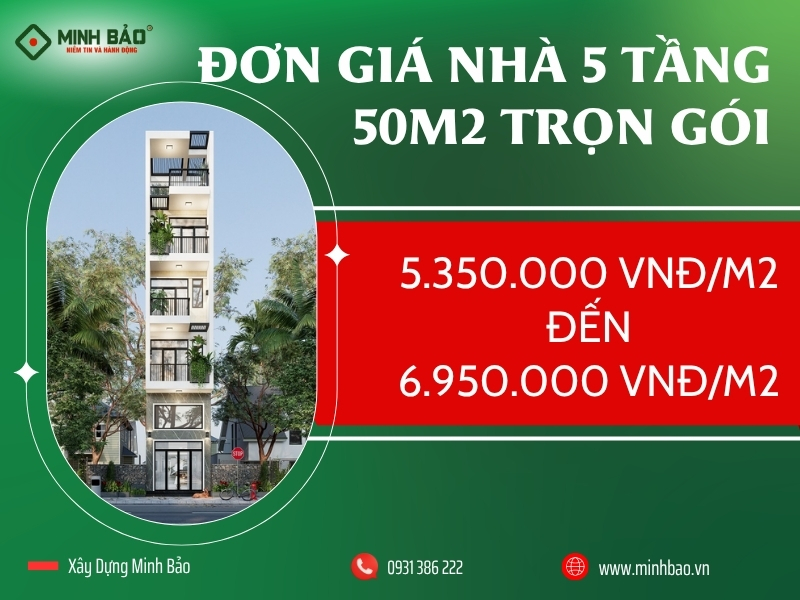 Báo giá chi phí xây nhà 5 tầng 50m2