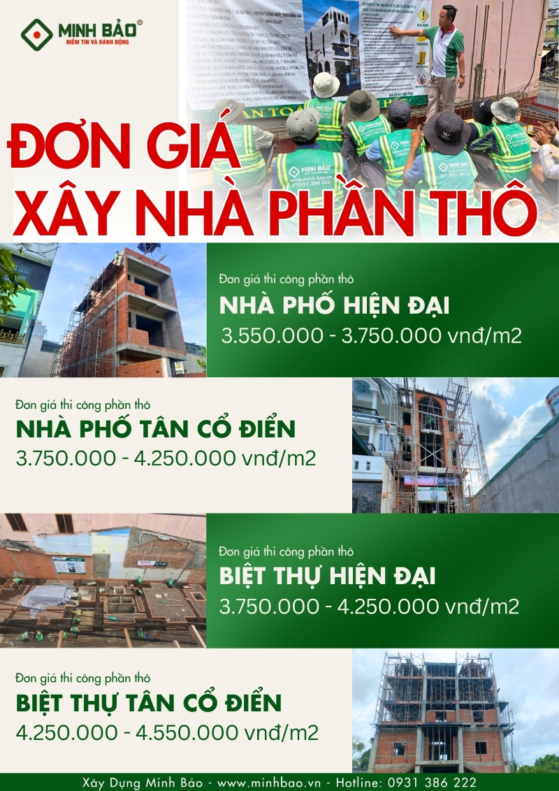 Đơn giá xây nhà 5 tầng phần thô