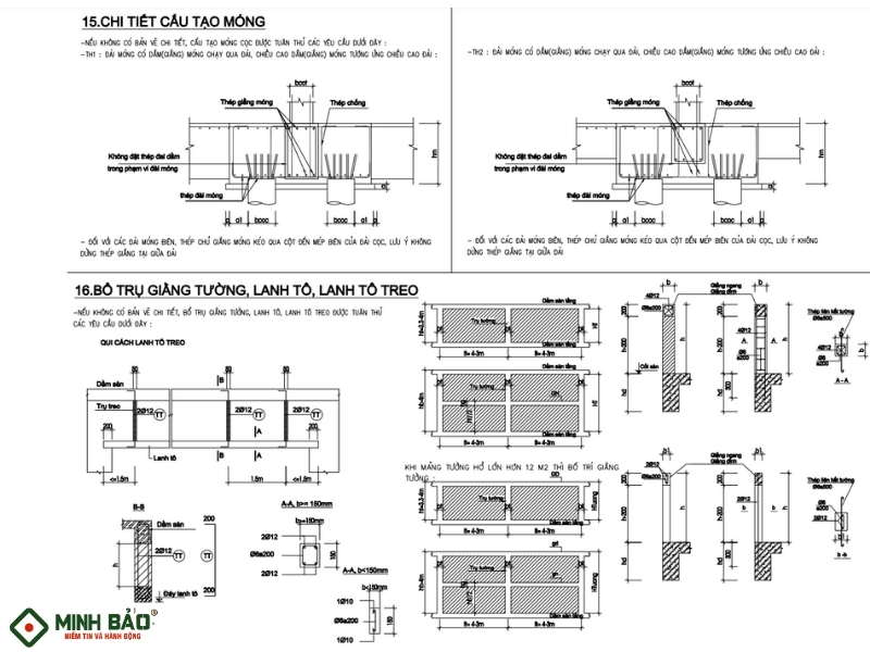 Bản vẽ thể hiện chi tiết kết cấu công trình