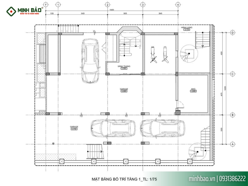 Bố trí mặt bằng tầng 1