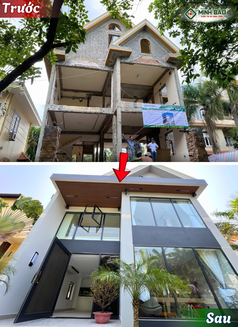 Mặt tiền ngôi nhà trước và sau khi cải tạo