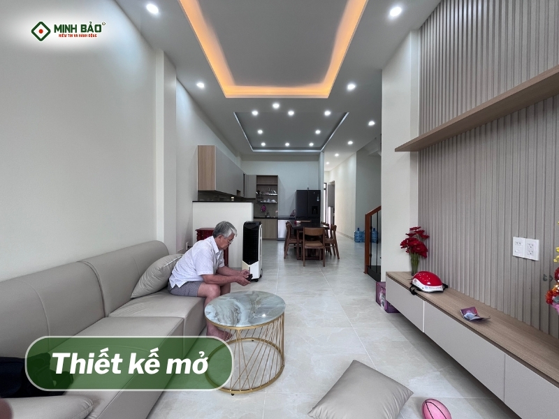 Thiết kế mở, phòng khách liền với phòng bếp