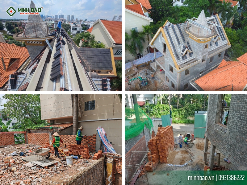 Xây tường hàng rào và lợp mái ngói