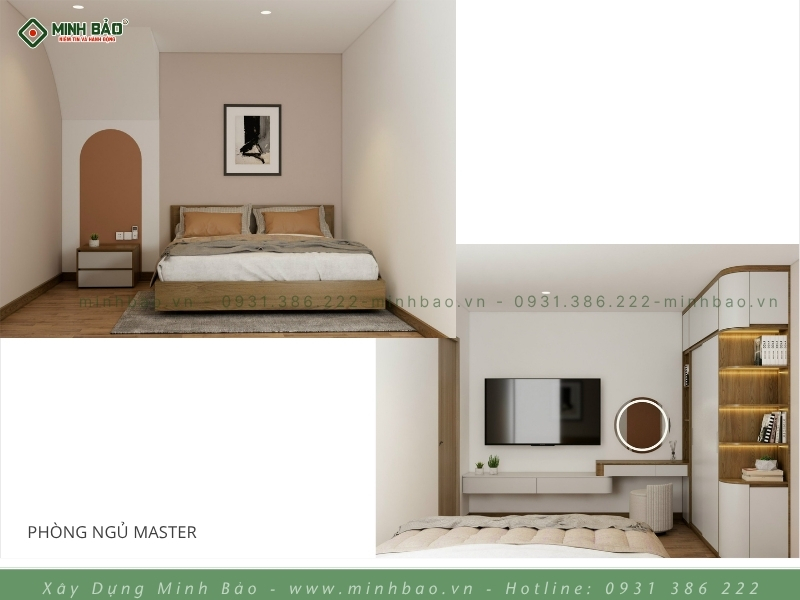 3D phòng ngủ master mẫu thiết kế nhà gác lửng hiện đại
