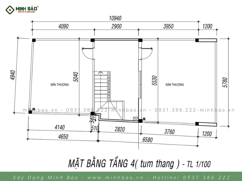 Bố trí mặt bằng tầng 4