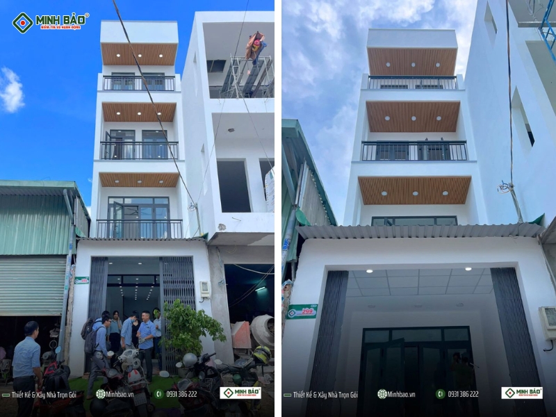 Công trình nhà 4 tầng của chị Mai sau khi thi công hoàn thiện