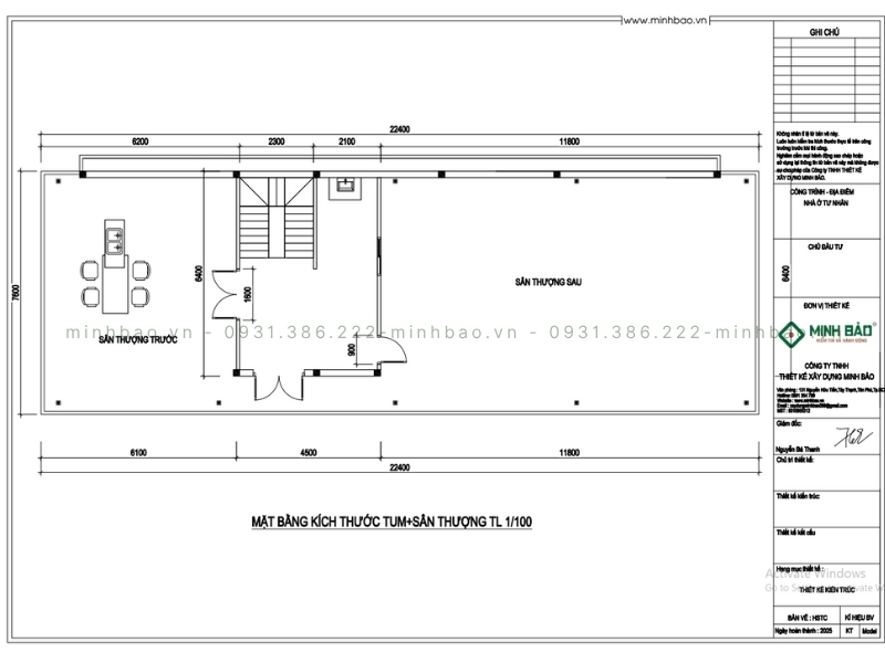 Kích thước mặt bằng sân thượng