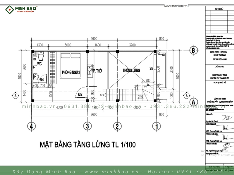 Mặt bằng tầng lửng thiết kế nhà gác lửng quận 9