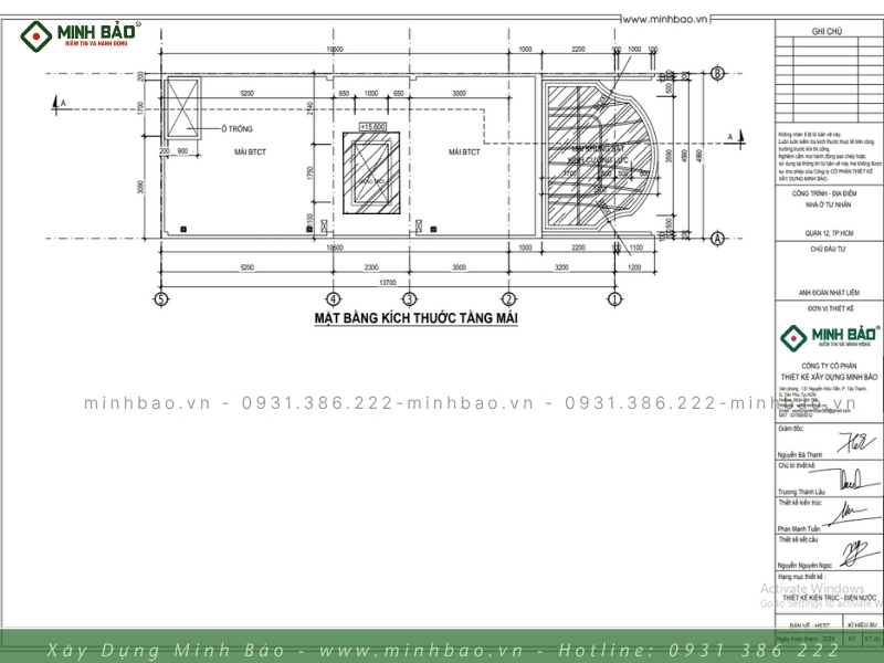 Mặt bằng tầng mái