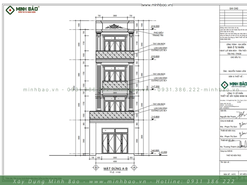 Mặt đứng nhà 4 tầng