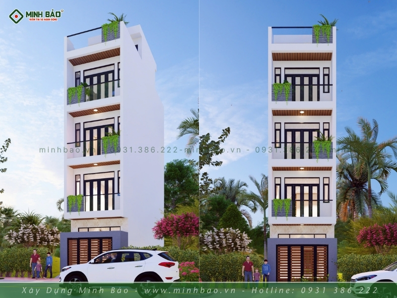 Mặt tiền thiết kế nhà 4 tầng Tân Phú