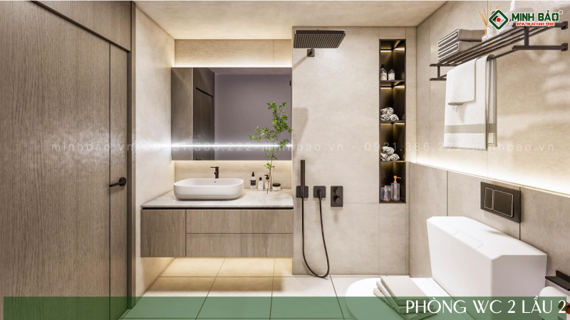 Mỗi phòng được bố trí 1 nhà vệ sinh riêng