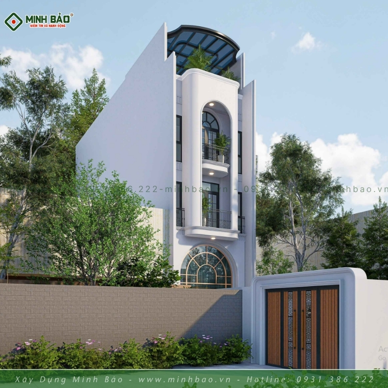 Phối cảnh mặt tiền thiết kế nhà 4 tầng quận 12