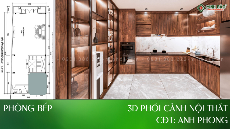 Phòng bếp diện tích 4x5m