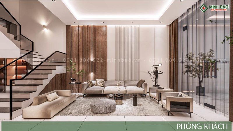 Phòng khách thiết kế nhà 3 tầng hiện đại