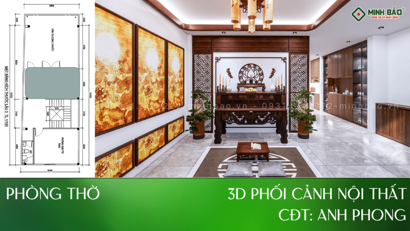 Phòng thờ với nội thất cao cấp