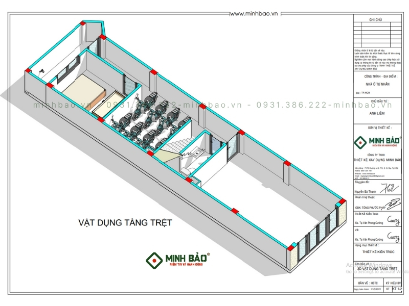 Tầng 1 là khu vực kinh doanh và để xe - thiết kế nhà 5 tầng quận 10