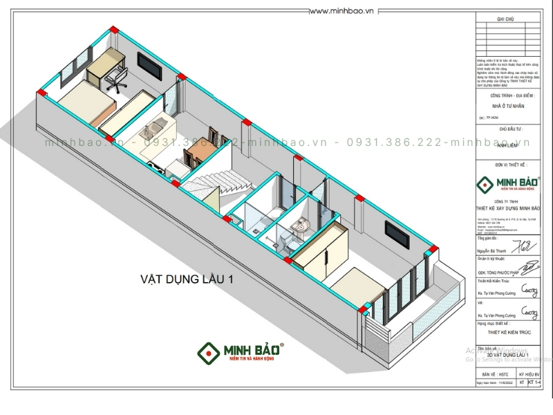 Tầng 2 đầy đủ công năng cho 1 gia đình sinh sống