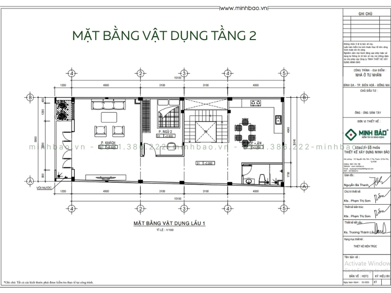 Tầng 2 - Thiết kế nhà 4 tầng Biên Hòa