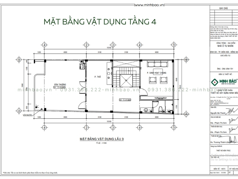 Tầng 4 - Thiết kế nhà 4 tầng Biên Hòa