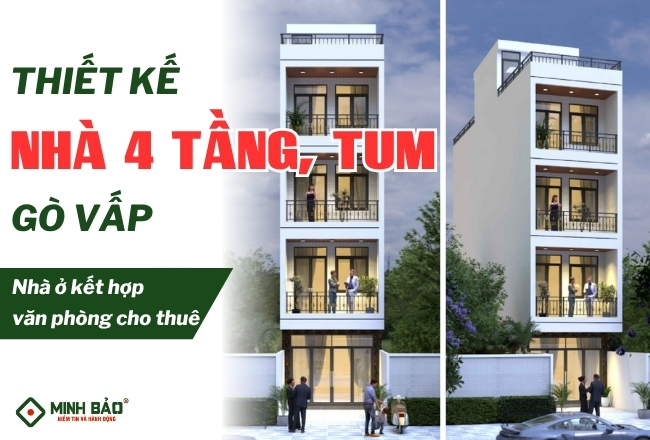 Thiết Kế Nhà 4 Tầng Tum Gò Vấp | Nhà Ở Kết Hợp Văn Phòng Cho Thuê