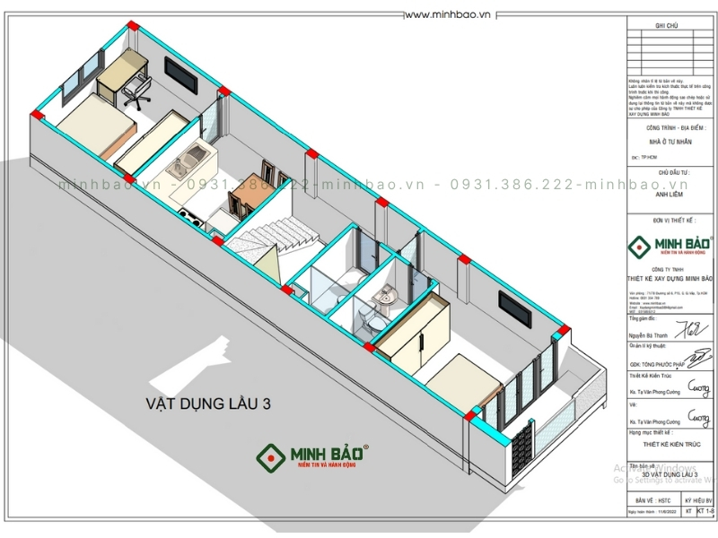 Vật dụng tầng 4 - thiết kế nhà 5 tầng quận 10