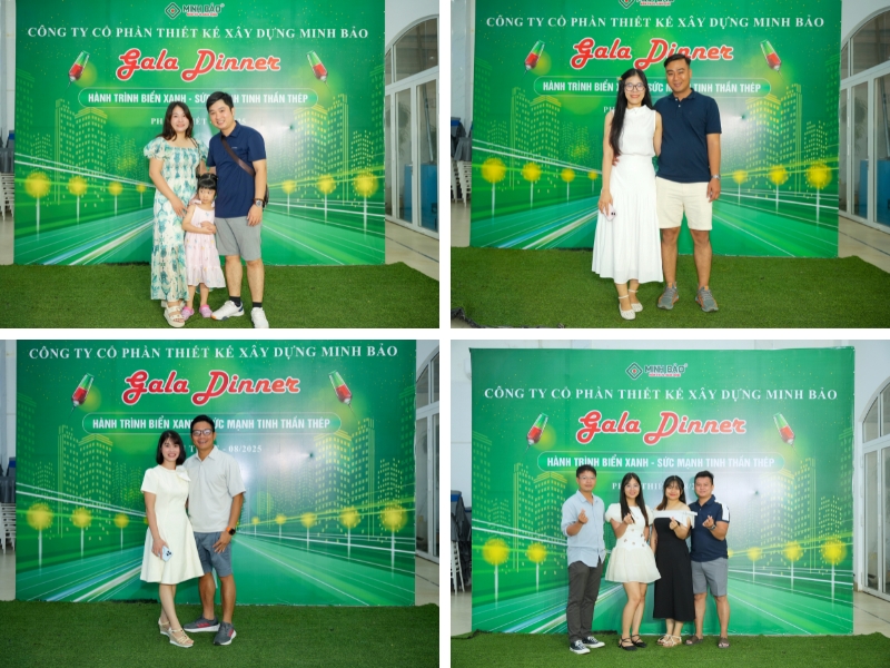 Các gia đình nhỏ check-in tại buổi tiệc