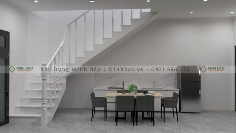 Bàn ăn bên cạnh cầu thang