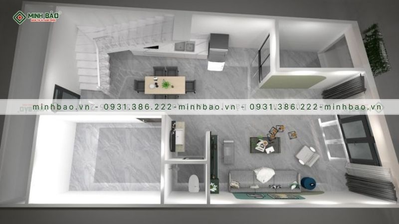 Bố trí công năng nội thất tầng trệt