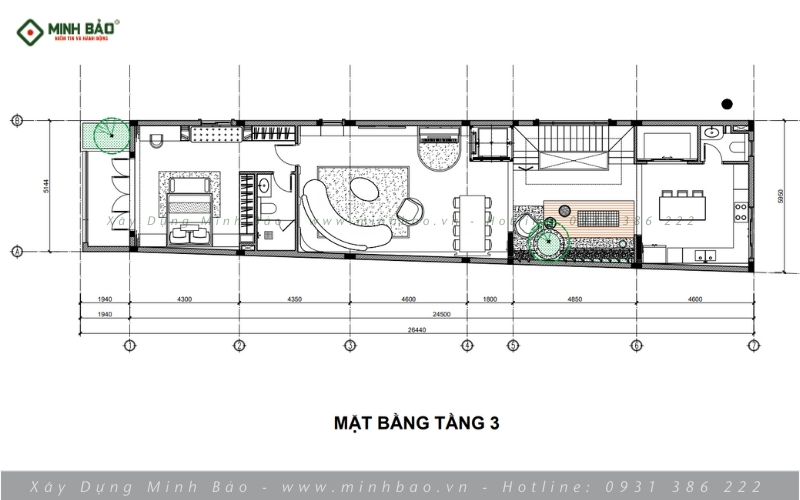 Bố trí mặt bằng tầng 3